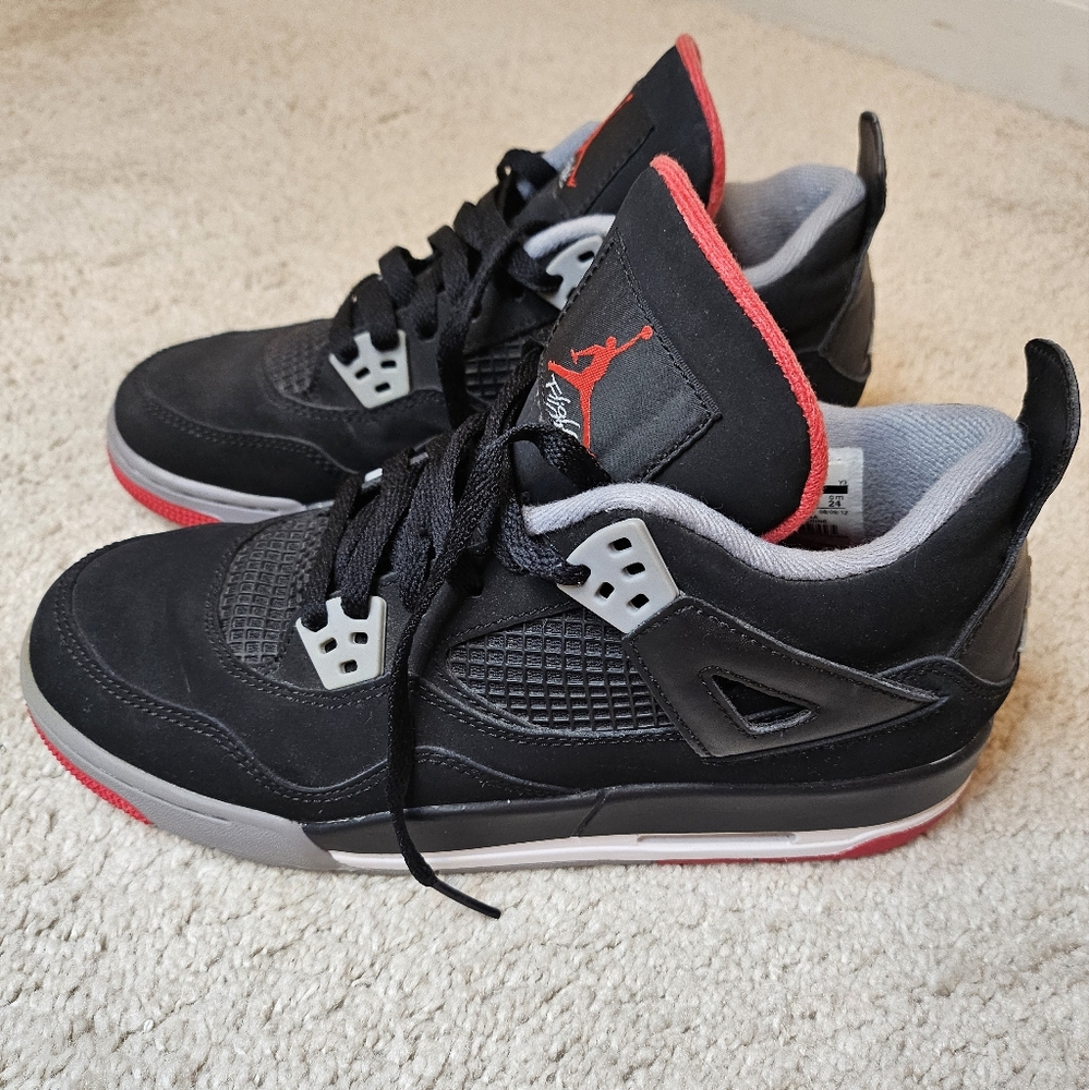 Nike Jordan 4 Retro Bred - 2012 Black Cement GS (408452-089)Grade School Size 6Y